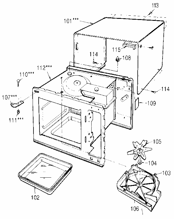 Cabinet Diagram and Parts List for 7218903580  Kenmore Microwave