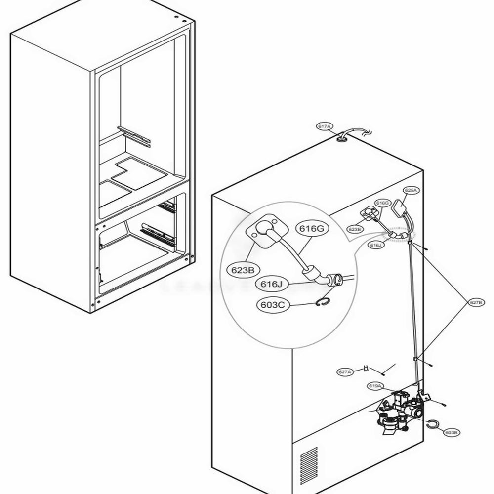 Valve And Water Tube Parts Diagram and Parts List for LFX28968ST ASTCNA3 LG Refrigerator