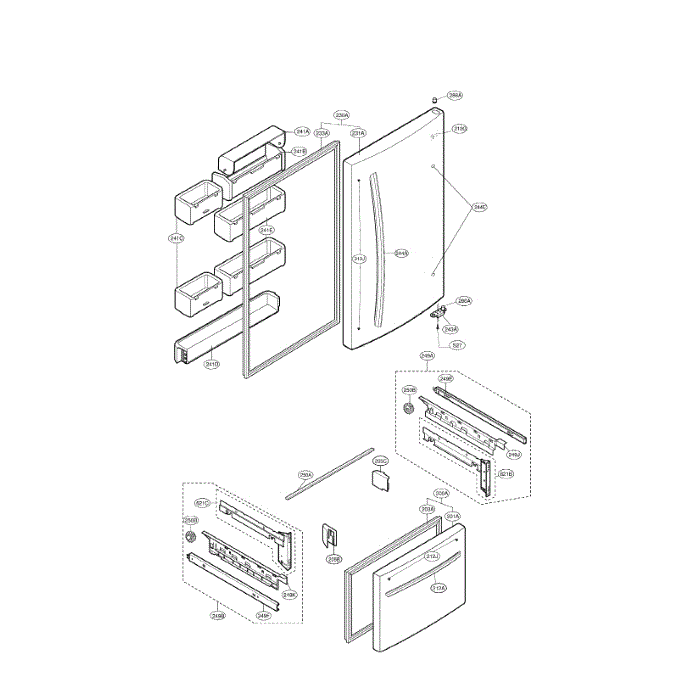 Door Diagram and Parts List for LDC22720TT 00 LG Refrigerator