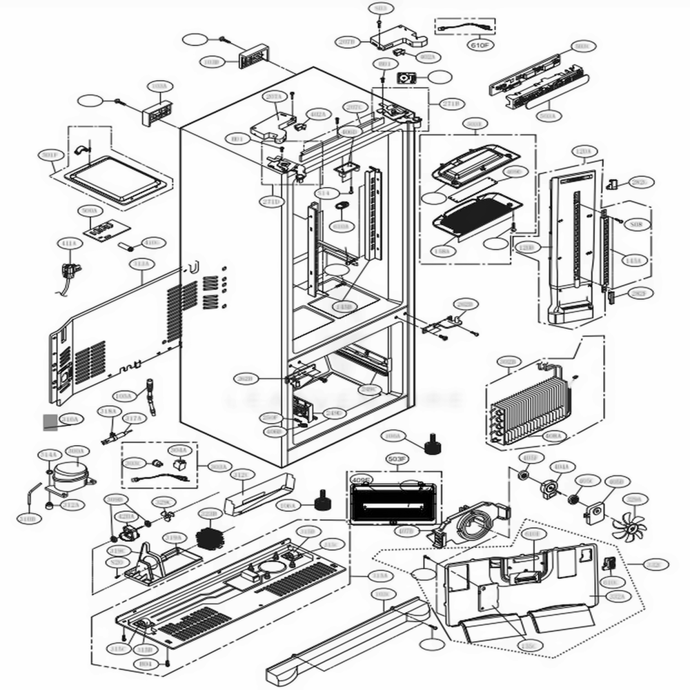 Case Parts Diagram and Parts List for LFCS25426S ASTCNA0 LG Refrigerator