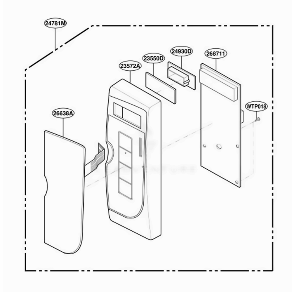 Control Panel Parts Diagram and Parts List for JES739WD CMWEGEU LG Microwave