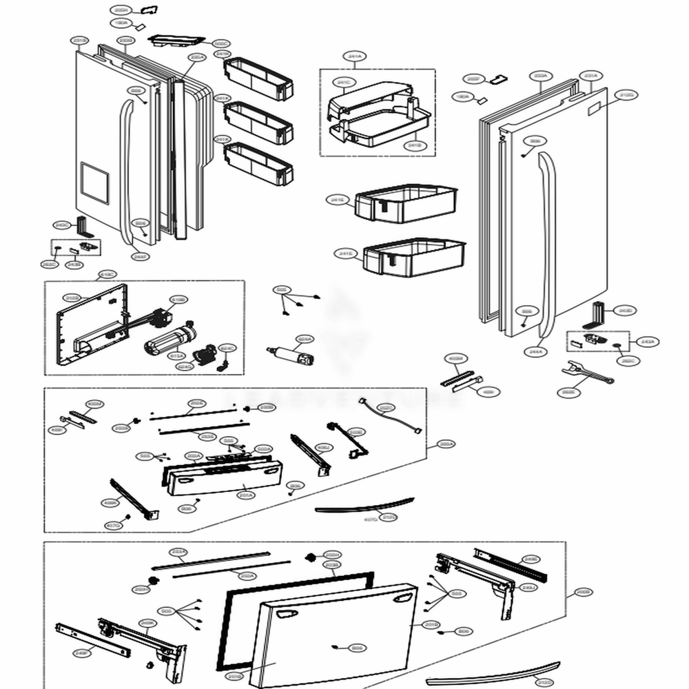 Door Parts Diagram and Parts List for 72482 ASWCSE0 LG Refrigerator