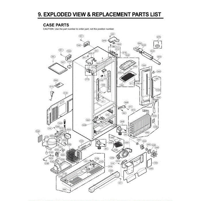 Section 1 Diagram and Parts List for LMX21981ST AST1LGA LG Refrigerator