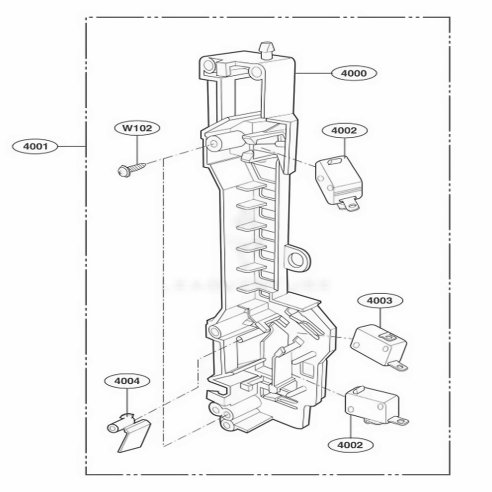 Latch Board Parts Diagram and Parts List for 80513 AS1ESEA LG Range