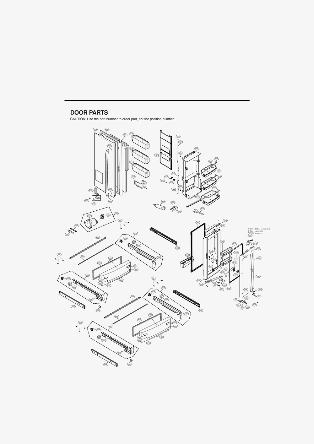 Door Parts Diagram and Parts List for GR-J31ALSJP ASTCNA0 LG Refrigerator