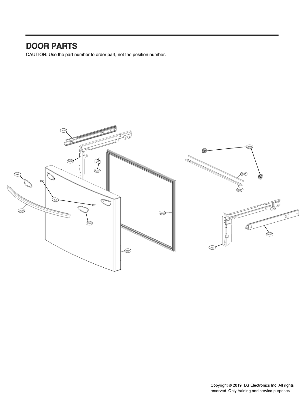 Door Parts 3 Diagram and Parts List for GR-J248MSYM ASTCNA0 LG Refrigerator