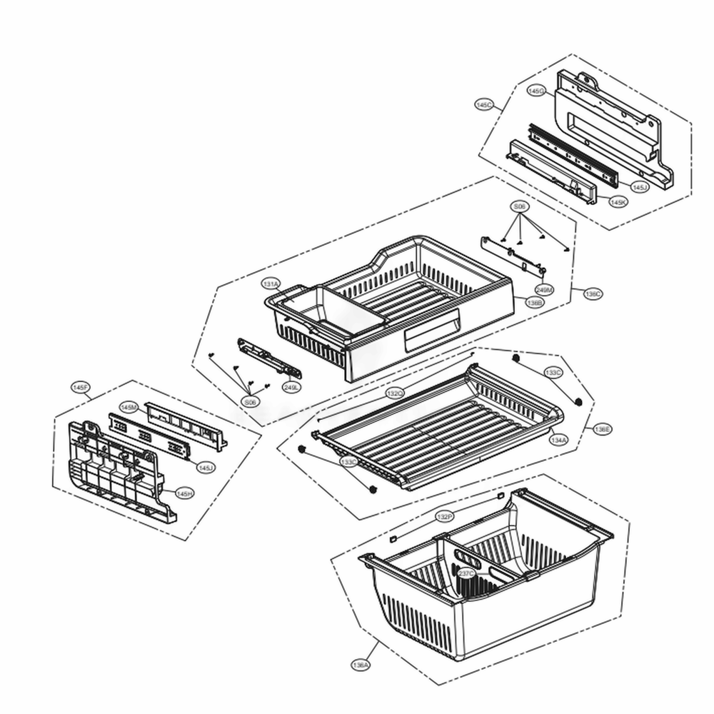Freezer Parts Diagram and Parts List for LSFXC2496S ASTCNA1 LG Refrigerator