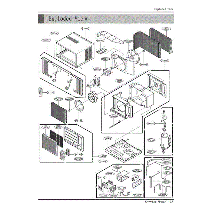 Section Diagram and Parts List for RAD-123A AWYAHCI LG Air Conditioner