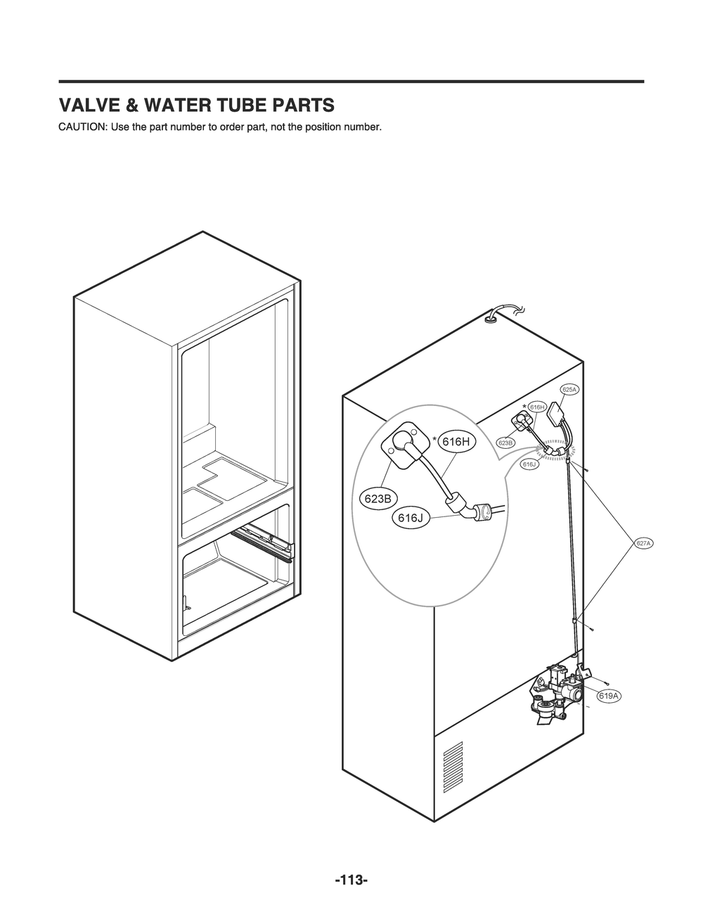 Valve And Water Tube Parts Diagram and Parts List for GR-L288NKXM ASBCNA0 LG Refrigerator