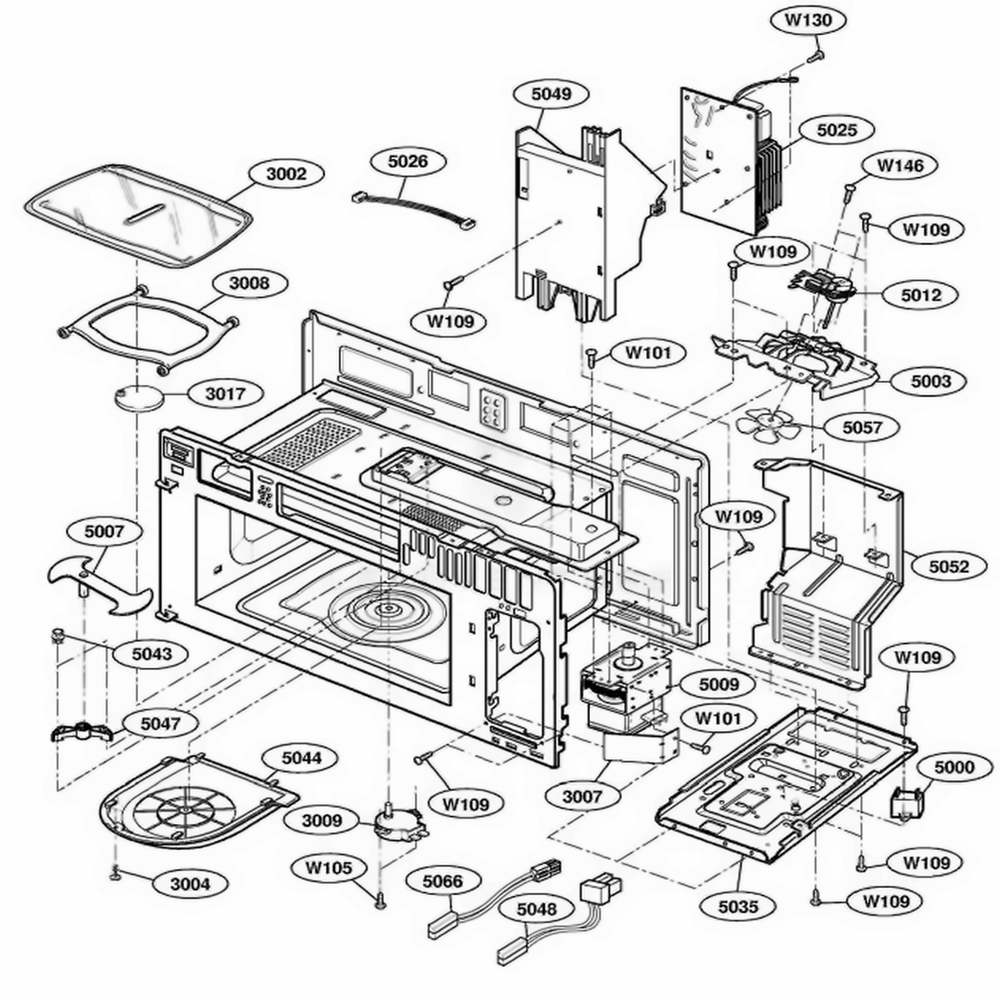 Interior Parts 1 Diagram and Parts List for 64769 AB1ESEA LG Range