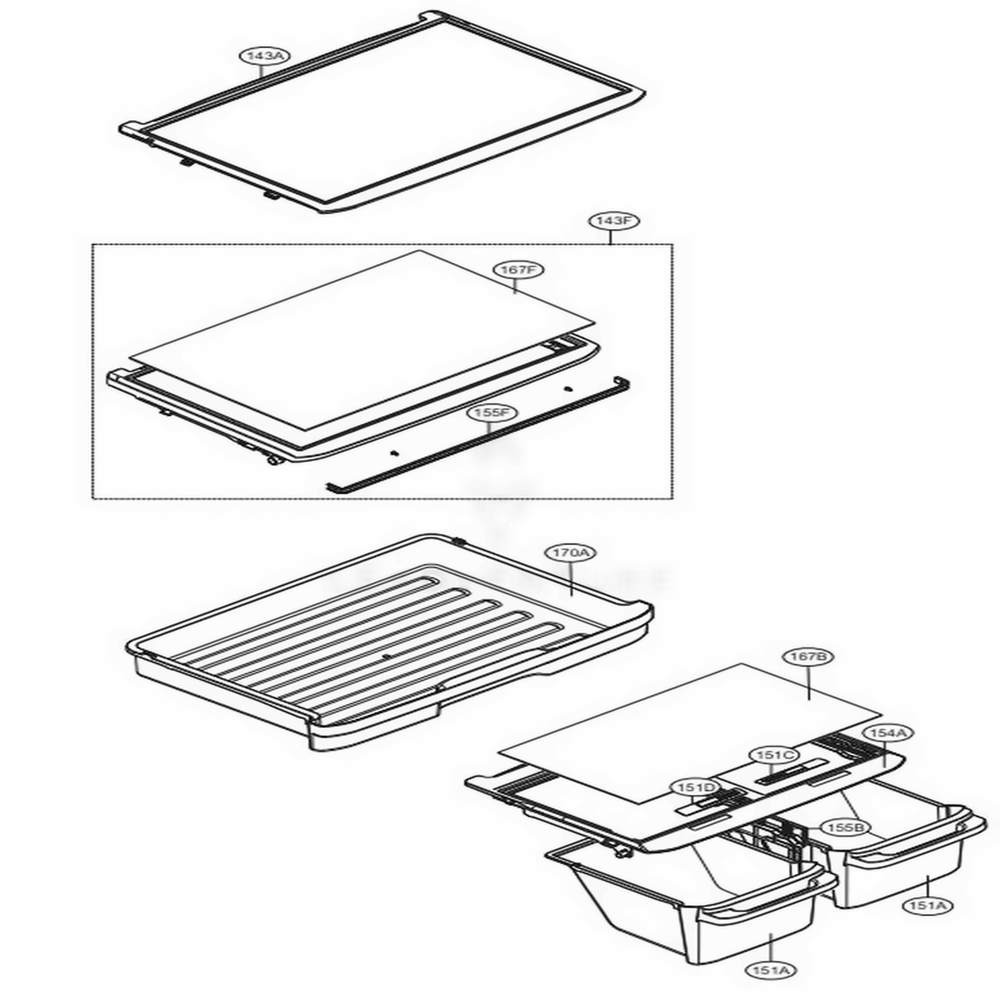 Refrigerator Parts Diagram and Parts List for 79439 AWBCSE2 LG Refrigerator