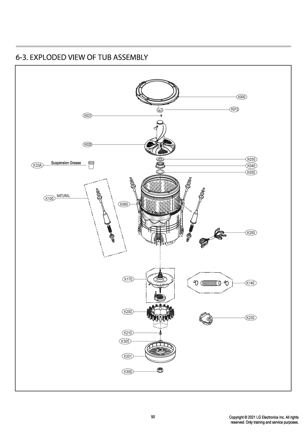 Tub Assembly Diagram and Parts List for T15A4SEHTW ABWETUS LG Washer