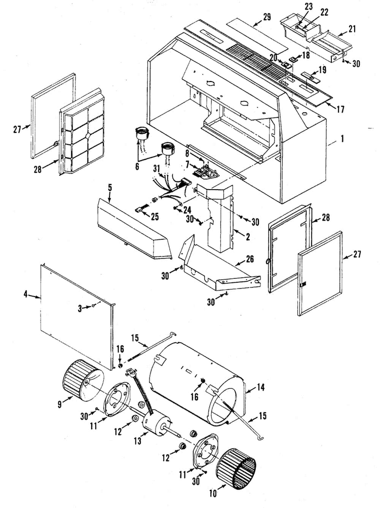 Hood Assy Diagram and Parts List for 23352545590  Kenmore Range Hood