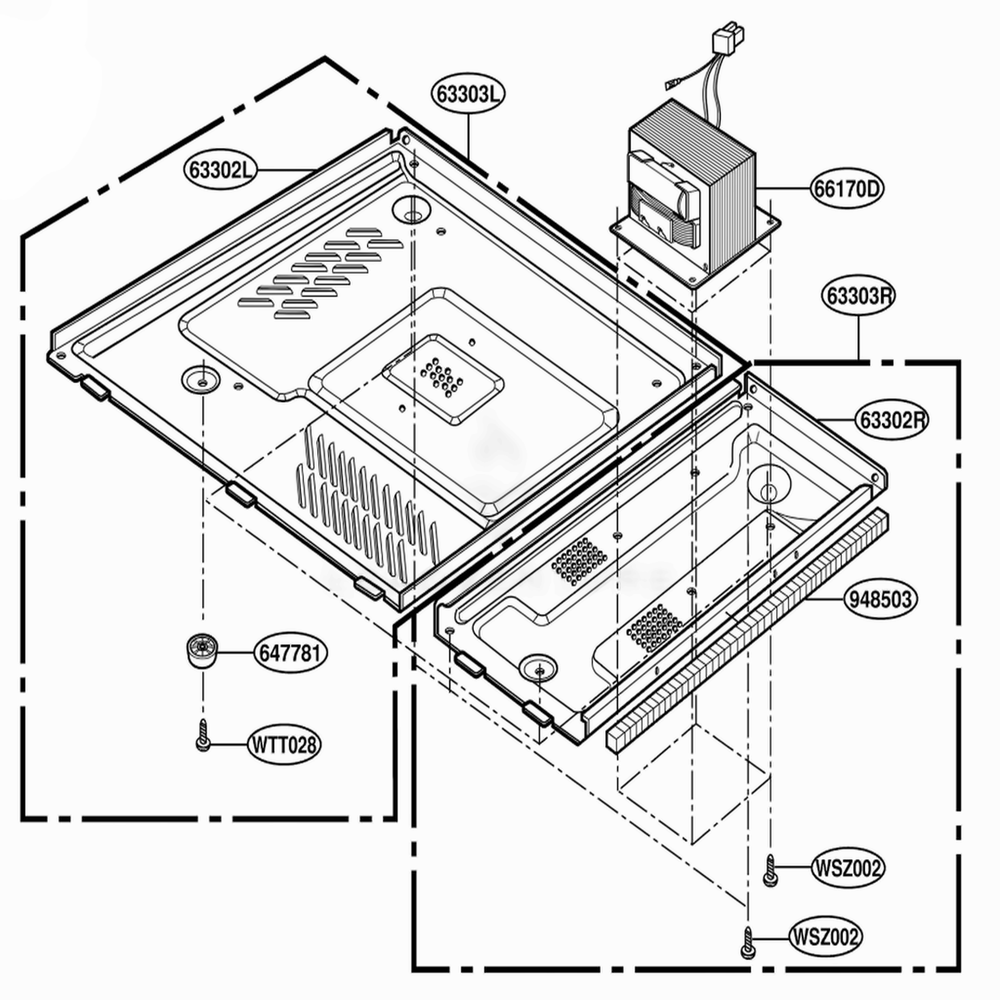 Base Plate Parts Diagram and Parts List for 87139 ABKESEC LG Range