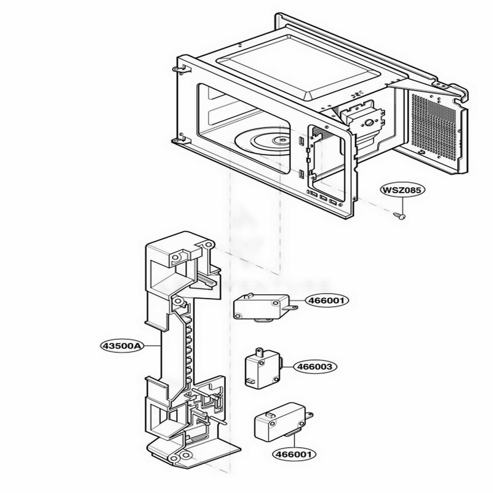 Latch Board Parts Diagram and Parts List for JES1656WH CWHEGEU LG Range