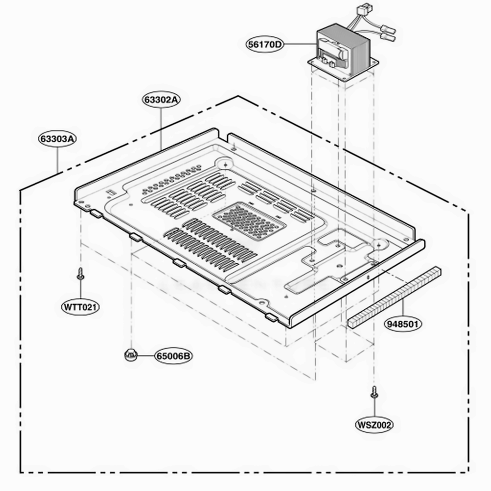 Base Plate Parts Diagram and Parts List for MA825W CWHEGSE LG Wall Oven