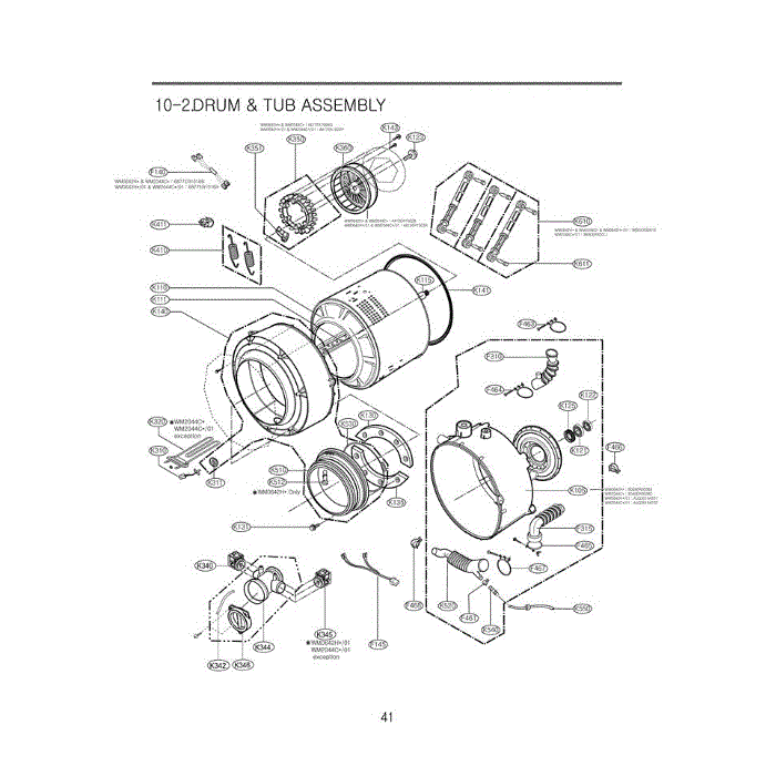 Section 1 Diagram and Parts List for WM1832CW ABWEEUS LG Washer