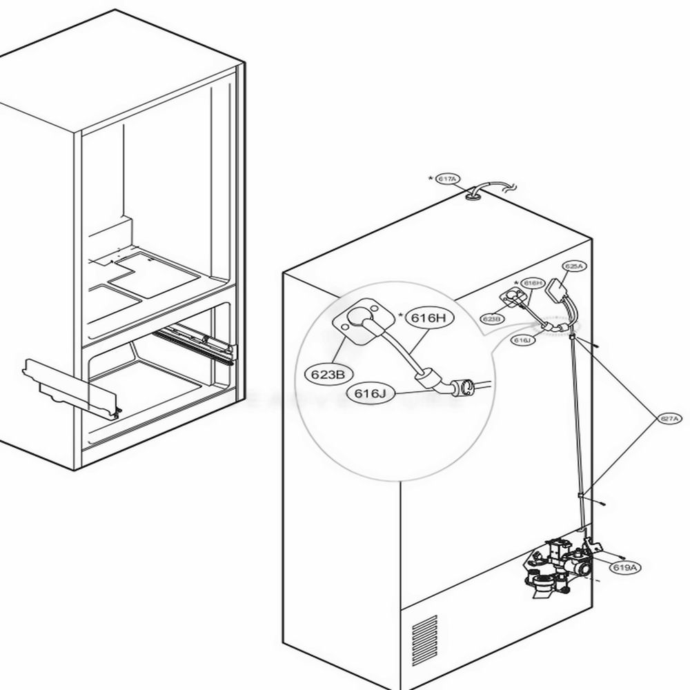 Valve And Water Tube Parts Diagram and Parts List for LFXS28566S ASTCNA4 LG Refrigerator