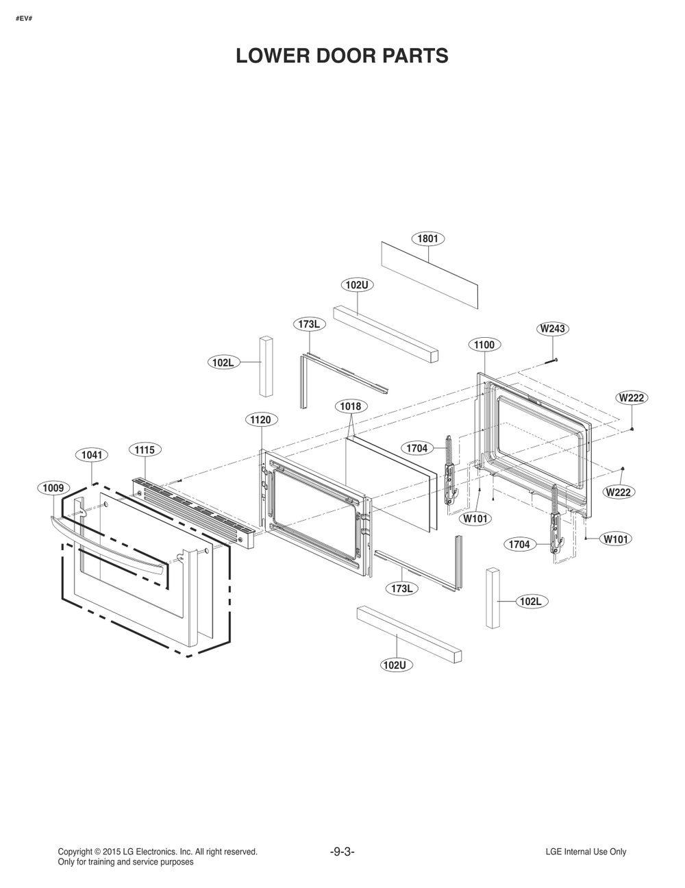 Lower Door Parts Diagram and Parts List for FD1773LS ASTLLGA LG Range