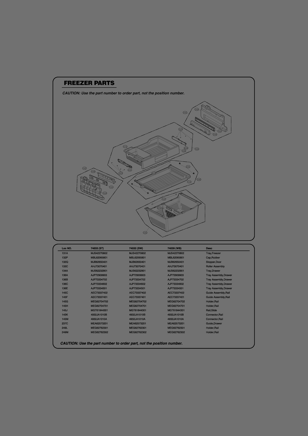 Freezer Parts Diagram and Parts List for GR-J318LSTM ASTCSE1 LG Refrigerator