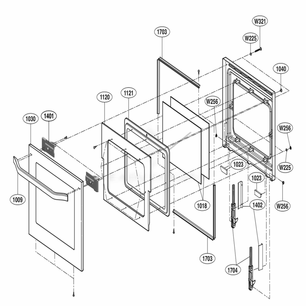 Lowerdoorparts Diagram and Parts List for LSWD309BD ABDLSTD LG Range
