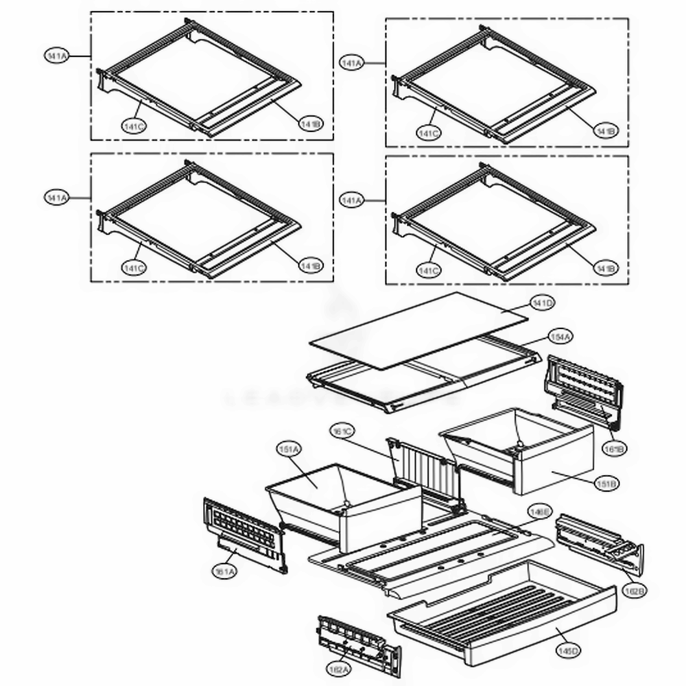 Refrigerator Parts Diagram and Parts List for 71054 ABICSE3 LG Refrigerator