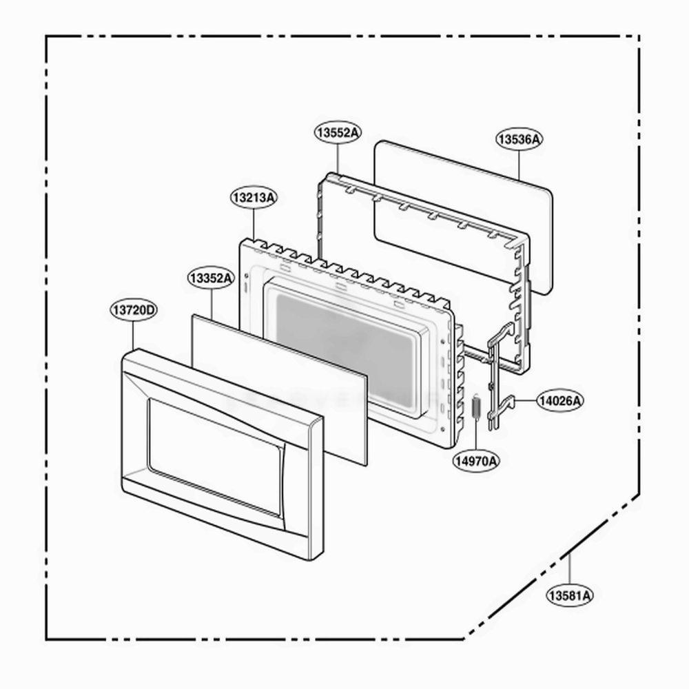 Door Parts Diagram and Parts List for GT4175SPB CB1EWRP LG Wall Oven