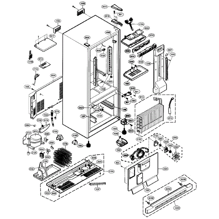 Case Diagram and Parts List for LBC22518ST 00 LG Refrigerator