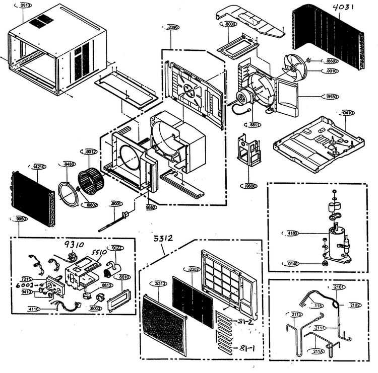 Cabinet Parts Diagram and Parts List for R2103  LG Air Conditioner