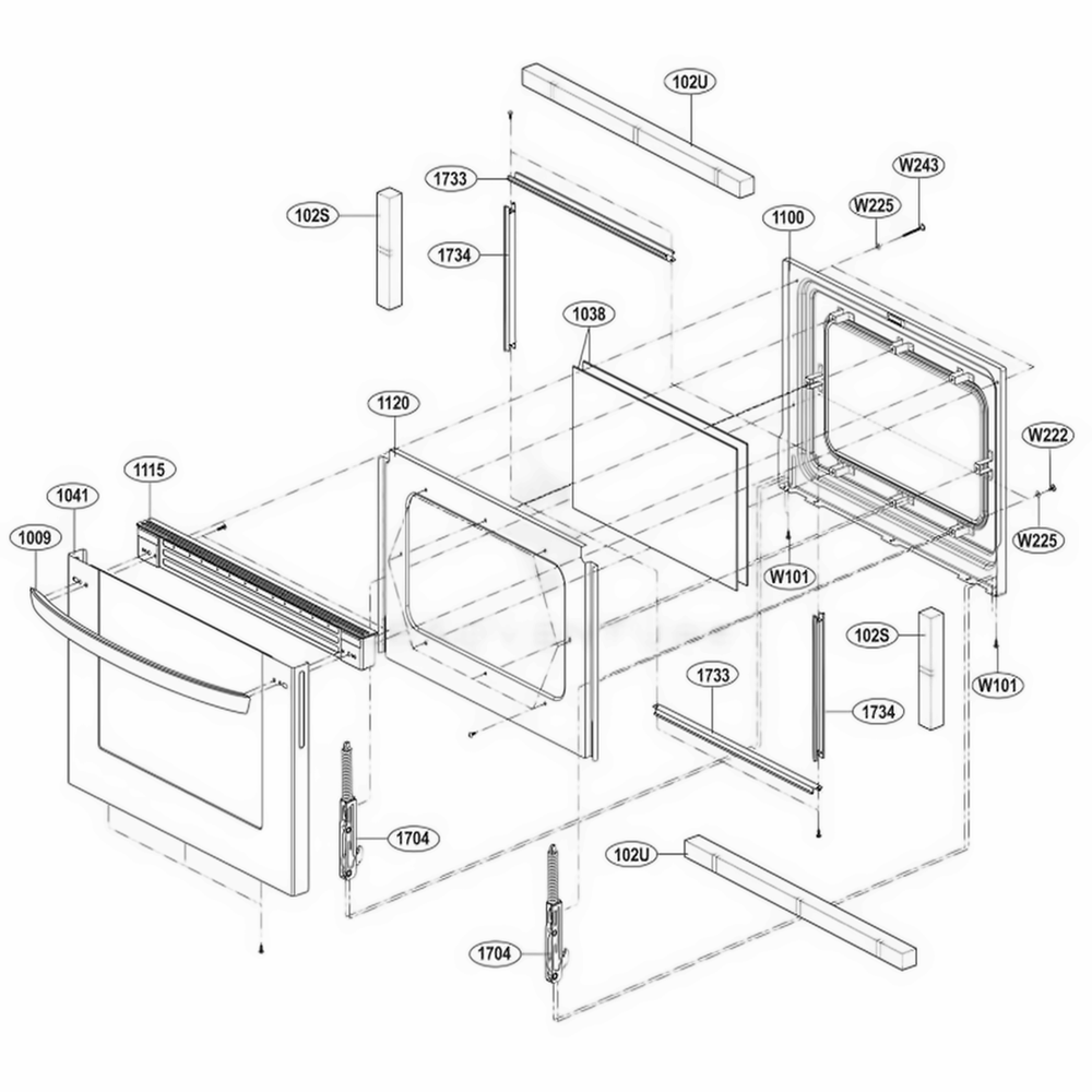 Lower Door Parts Diagram and Parts List for LDG3036ST FSTELGA LG Range