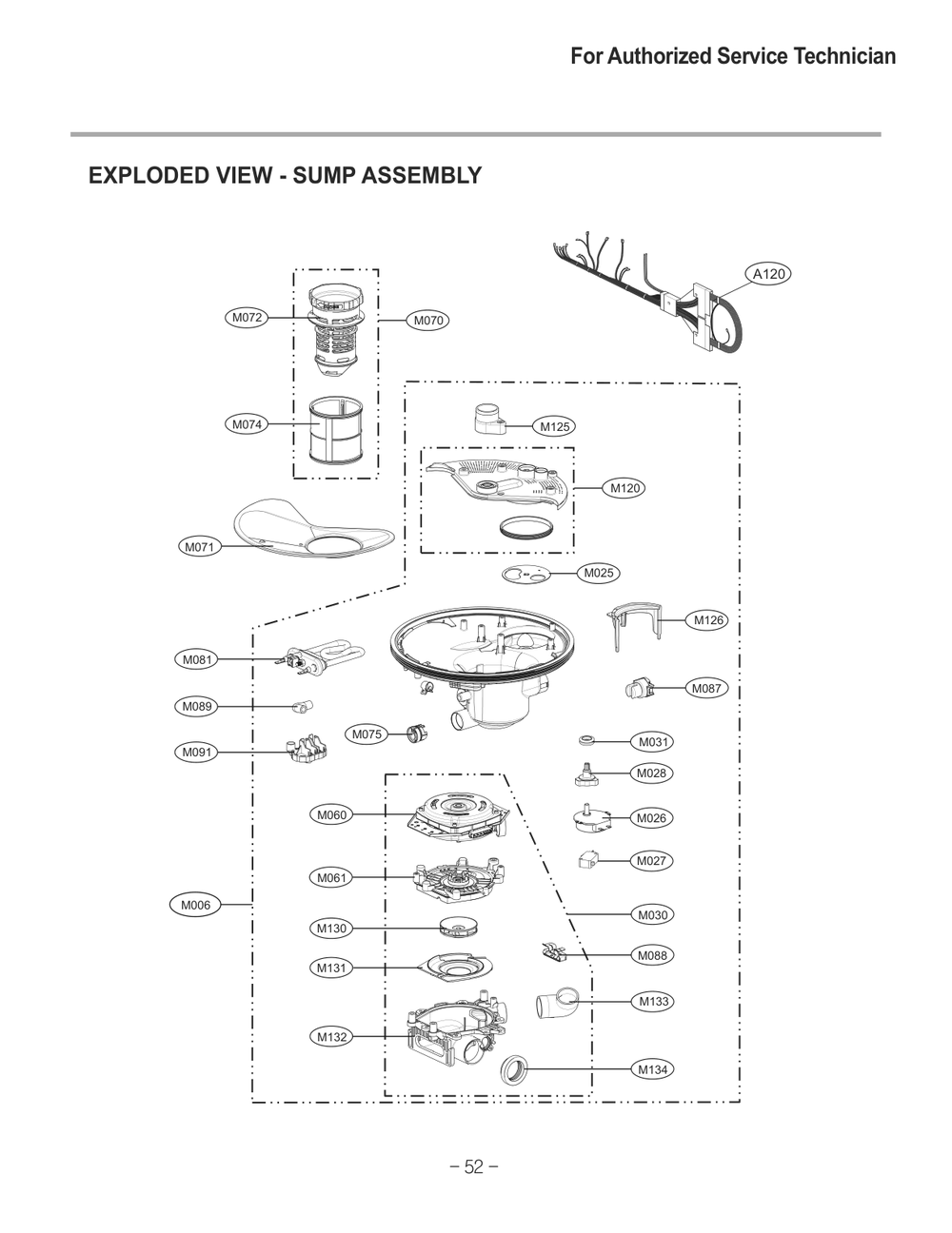 Sump Assembly Diagram and Parts List for D1471DBK ABDESEU LG Dishwasher
