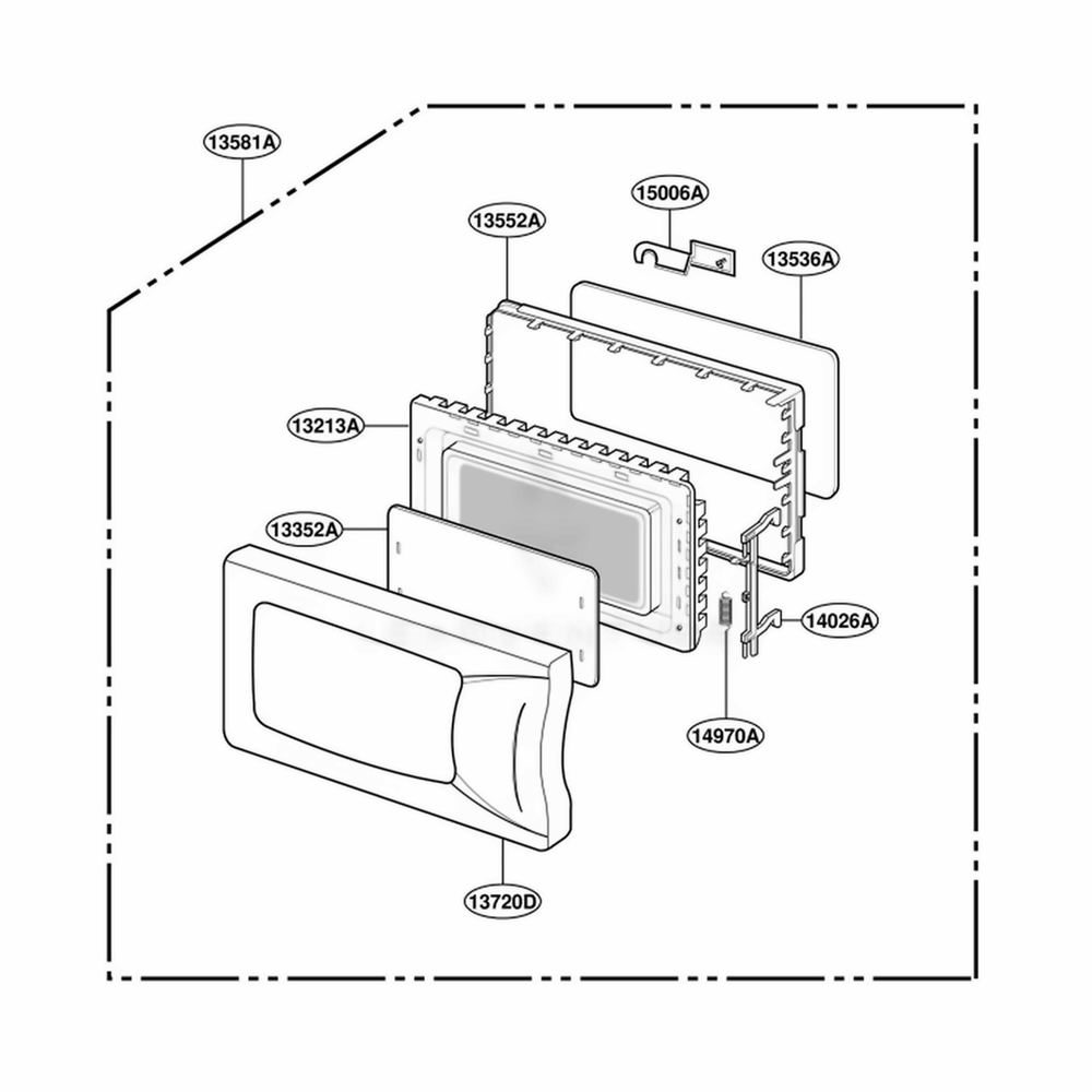 Door Parts Diagram and Parts List for MS113YG KMWEGSC LG Range