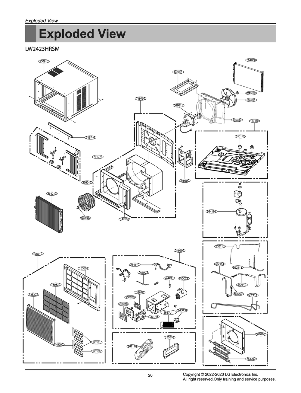 Diagram 1 Diagram and Parts List for W3NX24NNGG0 AT3AUSH LG Air Conditioner