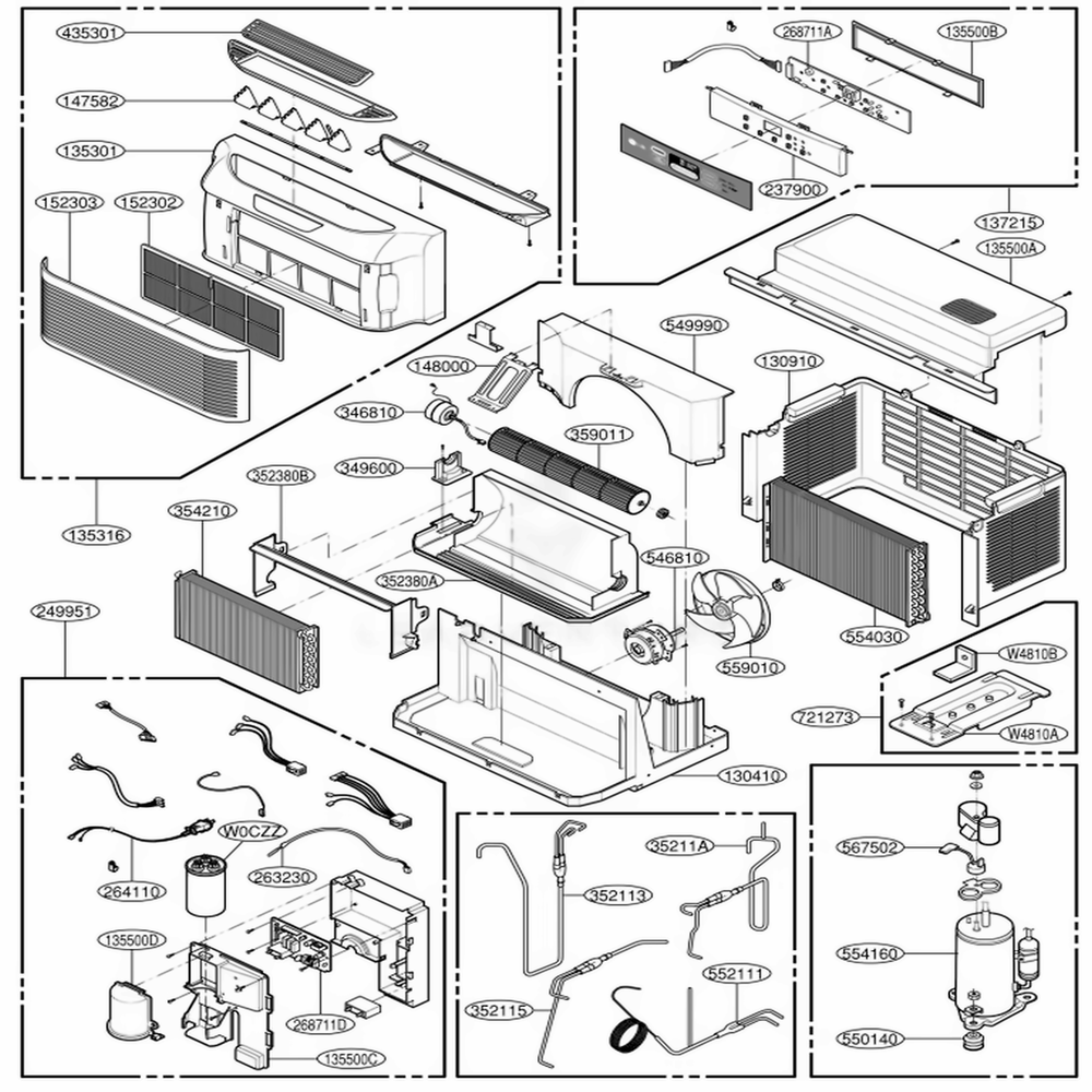 Main Diagram and Parts List for LP7000R AWYAUSL LG Air Conditioner