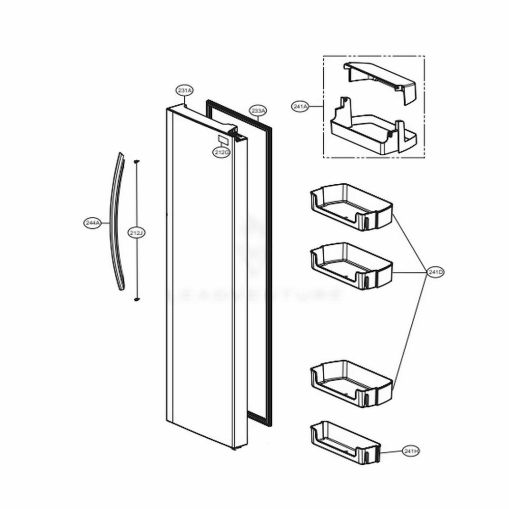 Refrigerator Compartment 1 Diagram and Parts List for LSXS26326B AWBCNA2 LG Refrigerator
