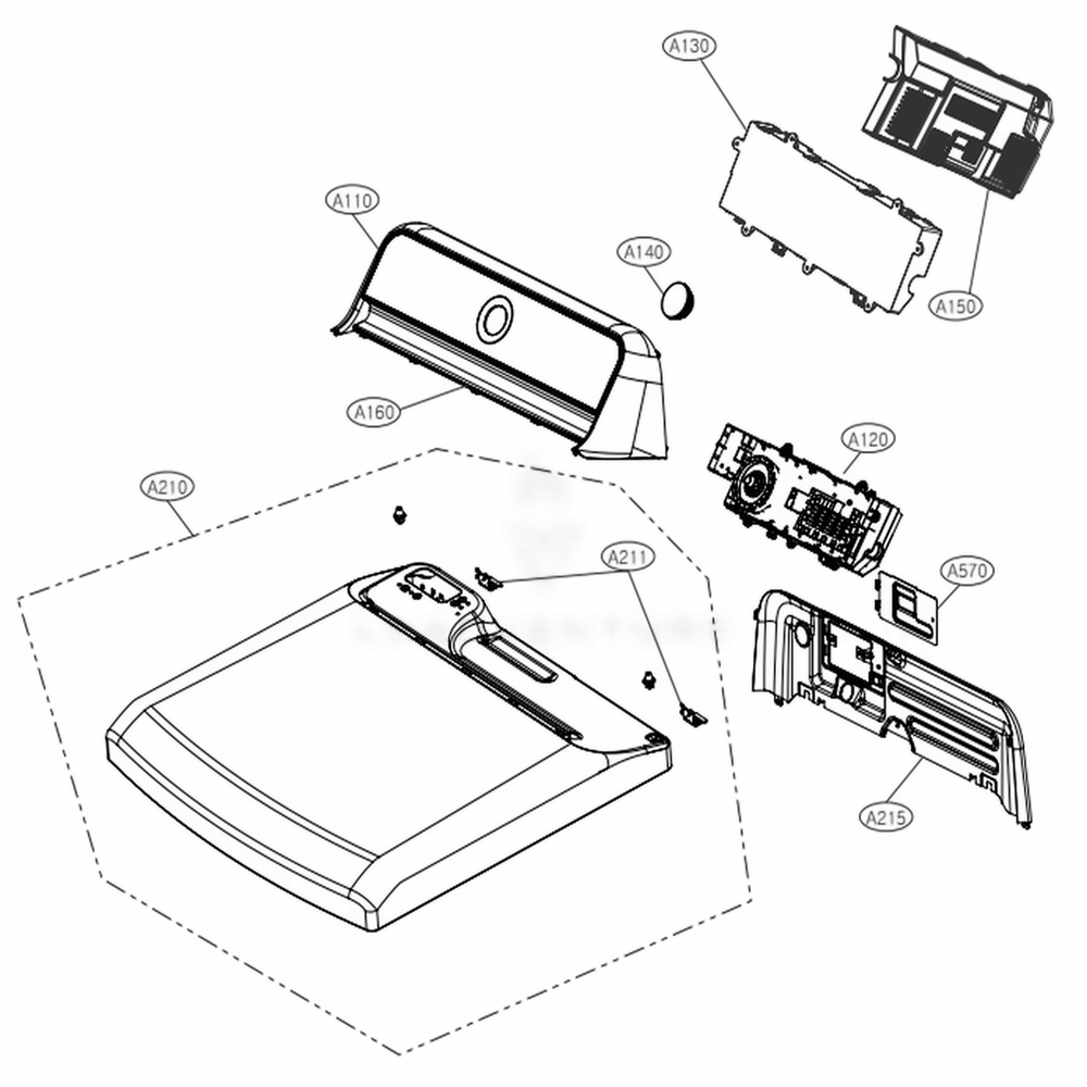 Control Panel And Plate Assembly Diagram and Parts List for DLGX7601WE ABWEEUS LG Dryer