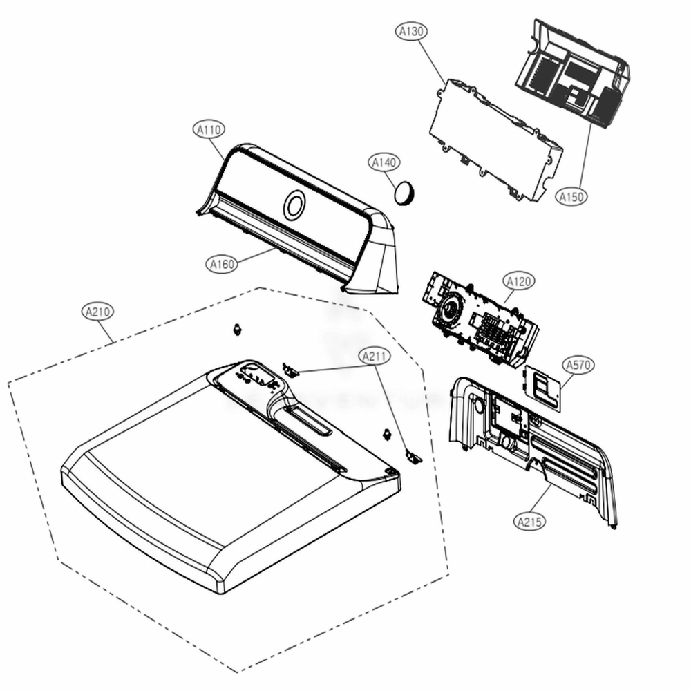 Control Panel And Plate Assembly Diagram and Parts List for DLGX7601VE ASSEEUS LG Dryer