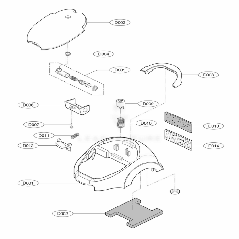 Cover Assembly, Body Diagram and Parts List for 21125 ANBESRC LG Canister Vacuum