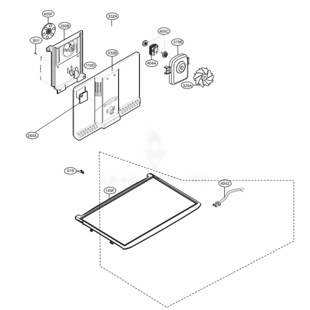 Freezer Parts Diagram and Parts List for 79433 ASTCSE0 LG Refrigerator