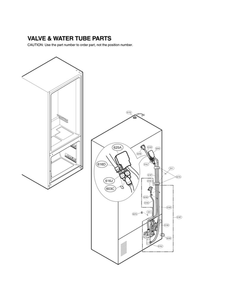 Valve And Water Tube Parts Diagram and Parts List for LFX29945ST 02 LG Refrigerator