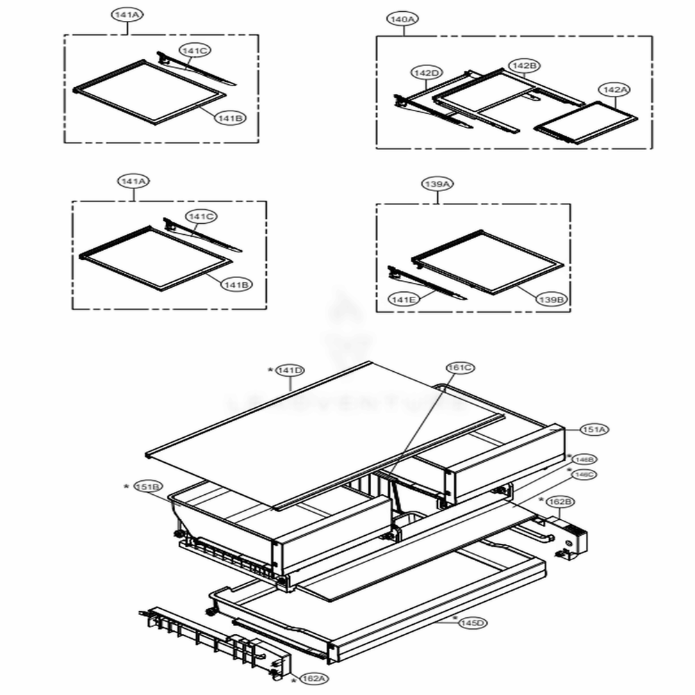 Refrigerator Parts Diagram and Parts List for LFXS28968S ASTCNA2 LG Refrigerator