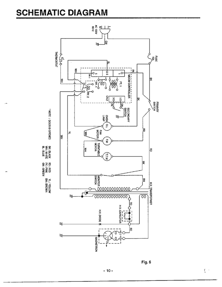 Schematic Diagram and Parts List for MA-682M  LG Microwave