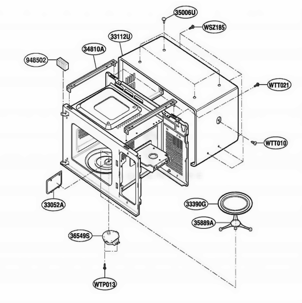 Oven Cavity Parts Diagram and Parts List for UMC1061AAB KBKEMAC LG Wall Oven