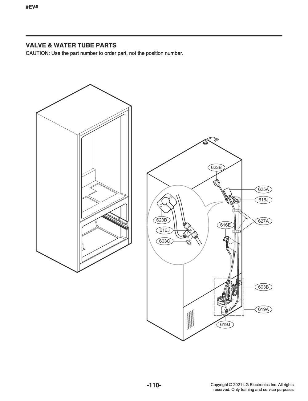 Valve And Water Tube Parts Diagram and Parts List for LFXC22596D ASBCNAA LG Refrigerator