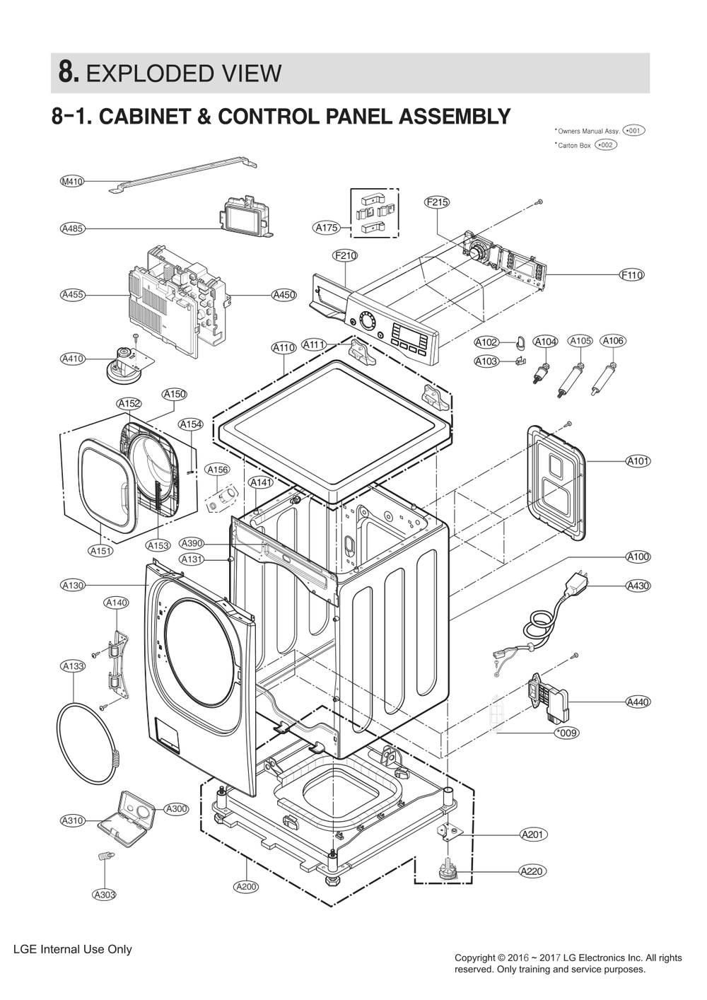 Carton Box Diagram and Parts List for FH399RYN ABWEEUS LG Washer