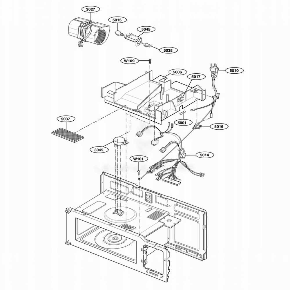 Interior Parts 2 Diagram and Parts List for JVM1542BF CBKEGEU LG Wall Oven