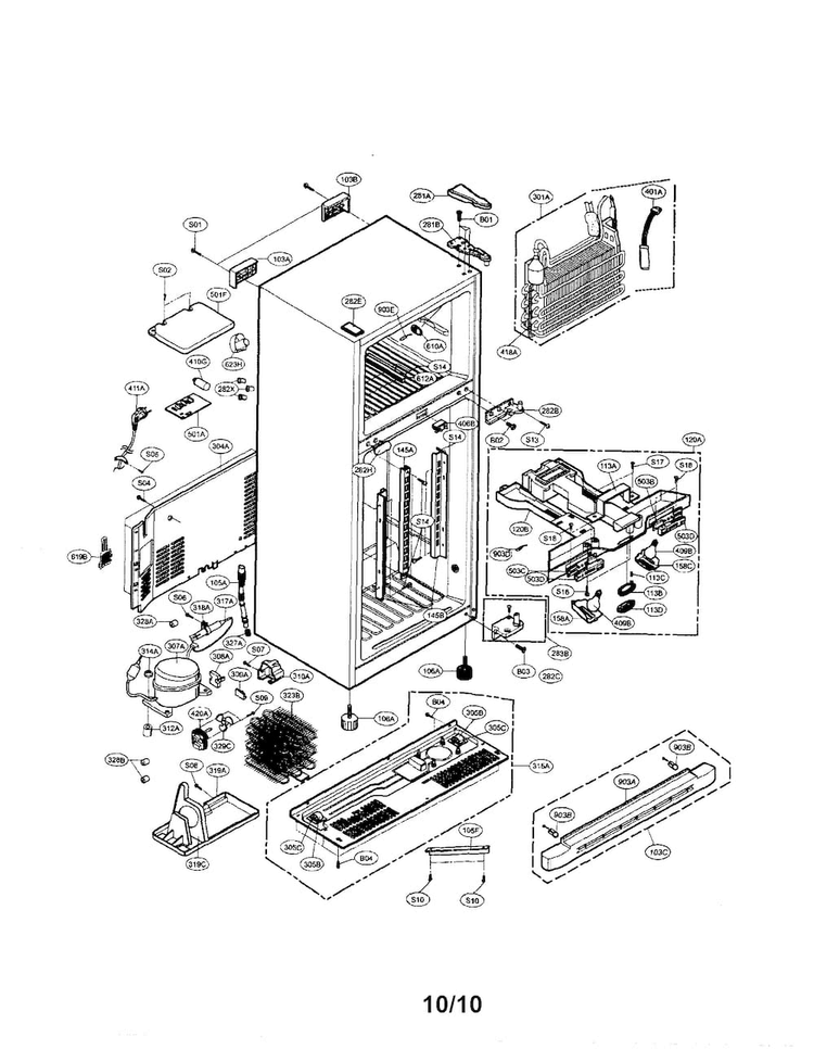 Case Diagram and Parts List for LRTN22324TT  LG Refrigerator