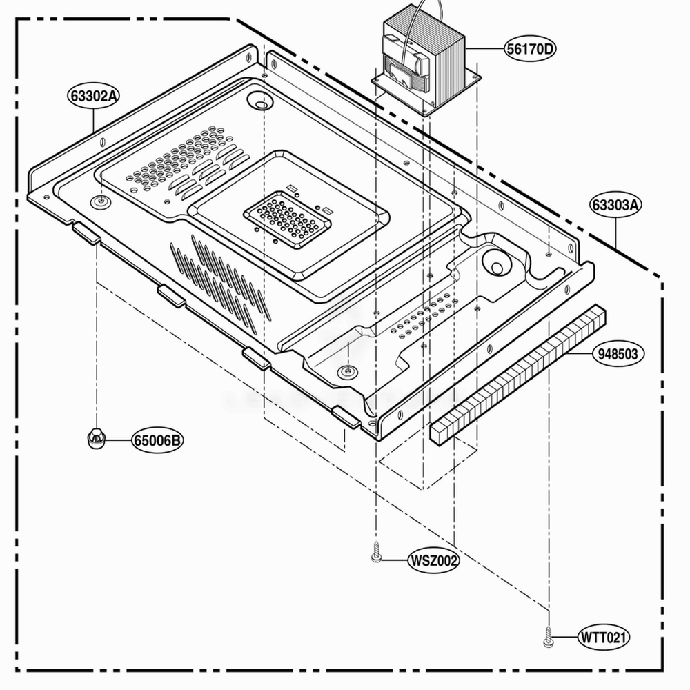 Base Plate Parts Diagram and Parts List for JES1451BJ CBKEGEU LG Range