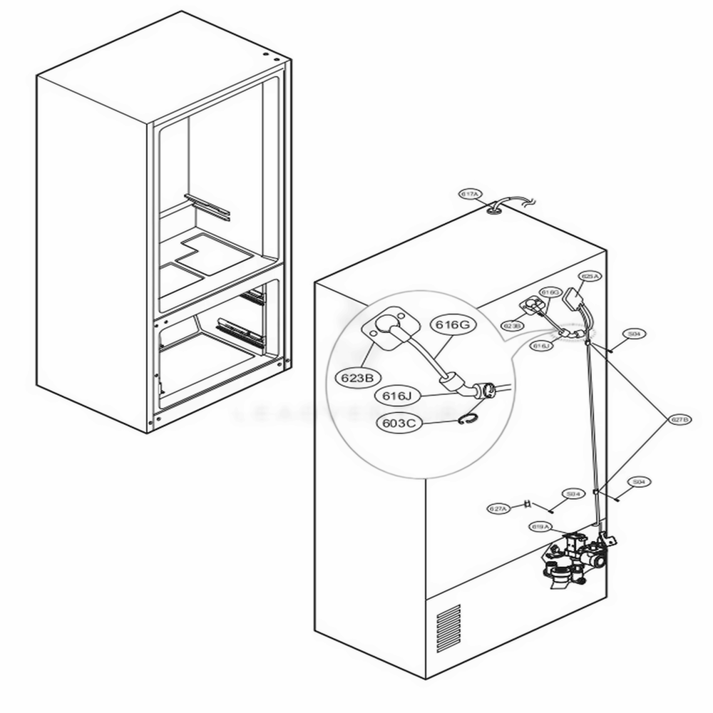 Valve And Water Tube Parts Diagram and Parts List for LFXS30766S ASTCNA2 LG Refrigerator
