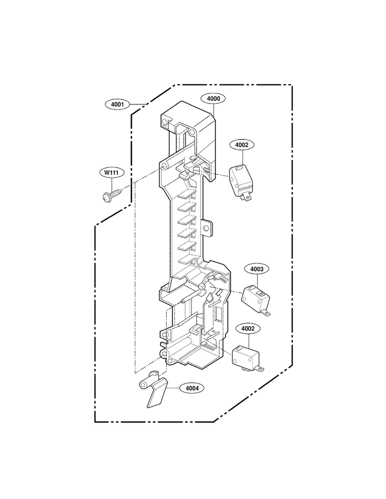 Latch Board Parts Diagram and Parts List for LMV1976ST01  LG Microwave